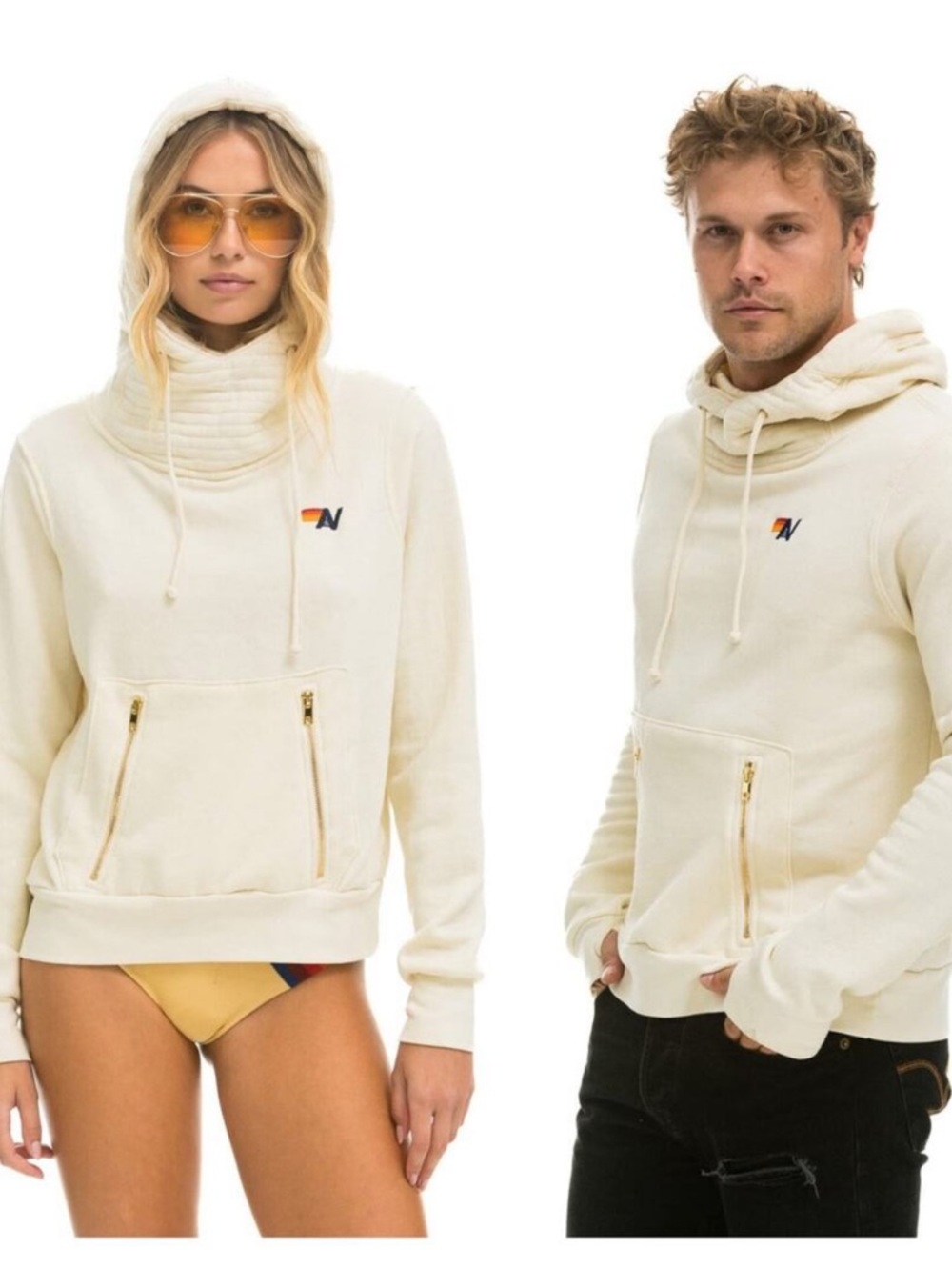 Aviator Nation Ninja Pullover Hoodie Unisex Vintage White NWT size M